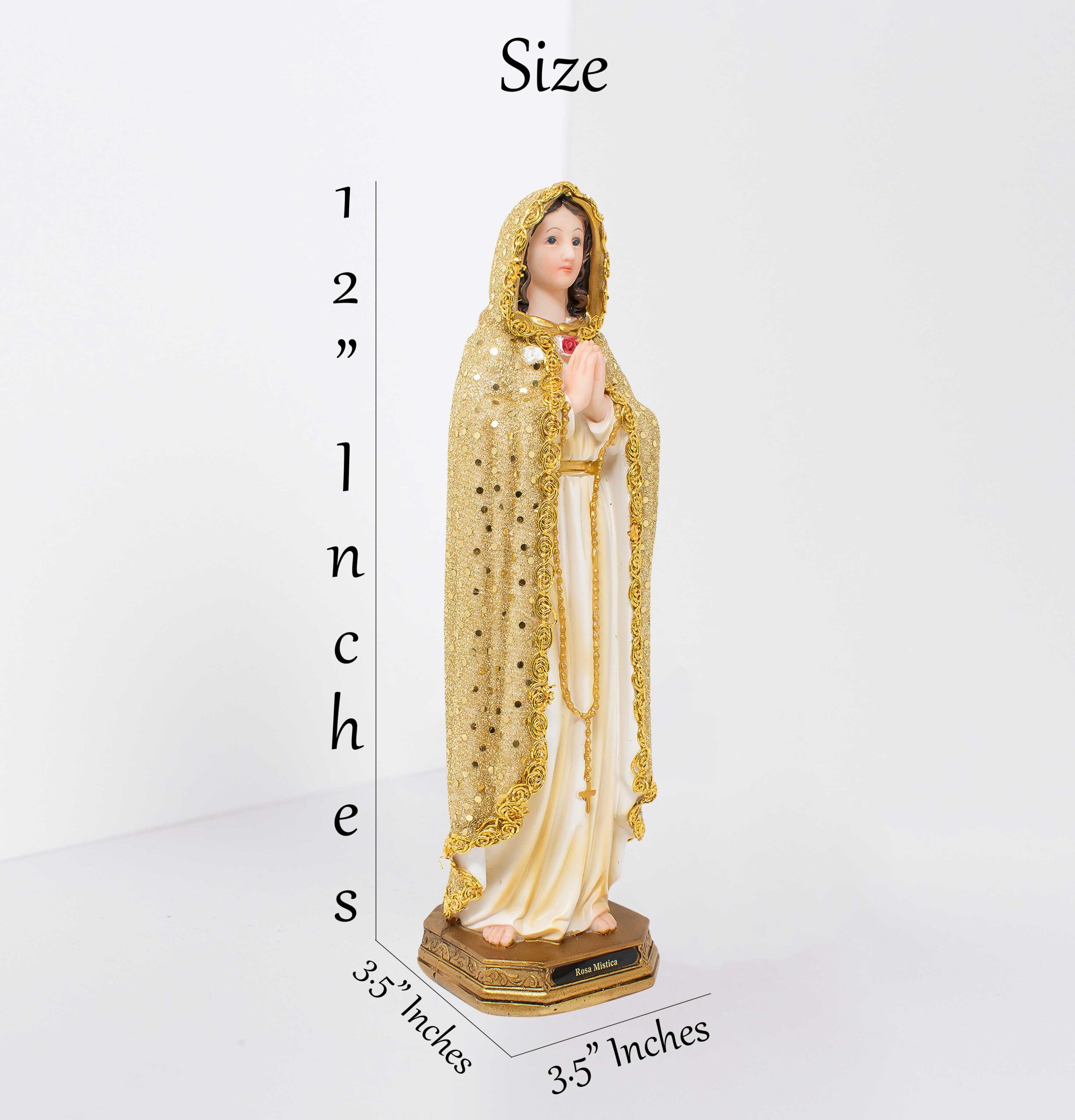 MrcjSales - Mystic Rose Dressed Resin Statue | Rosa Mística Vestida | Ideal for Church, Home Decor | Multiple Sizes Available