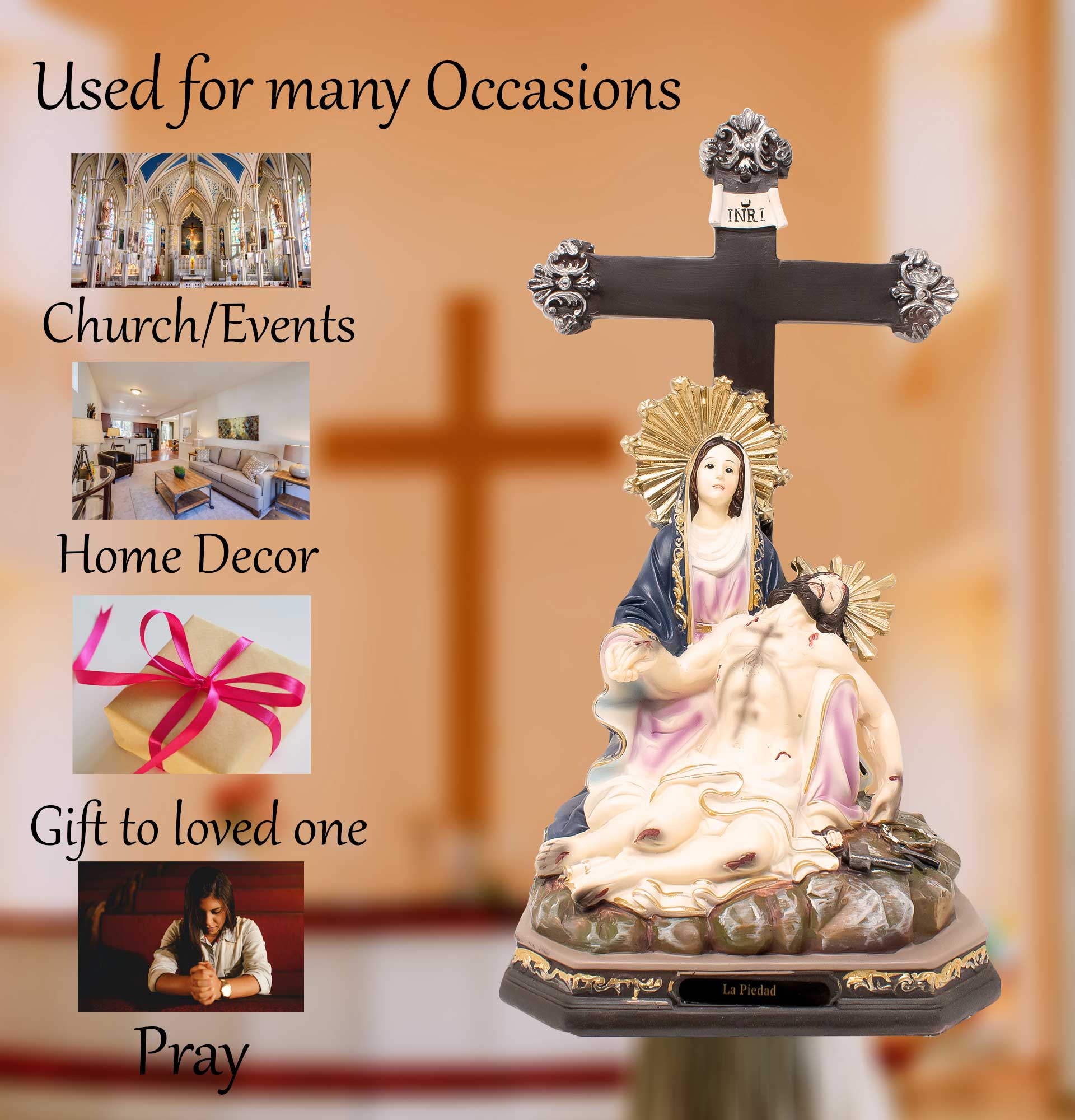 MrcjSales - Piety Resin Statue | La Piedad | Multiple Sizes | Catholic Church Decor, Home Decor, Gifts, Celebrations