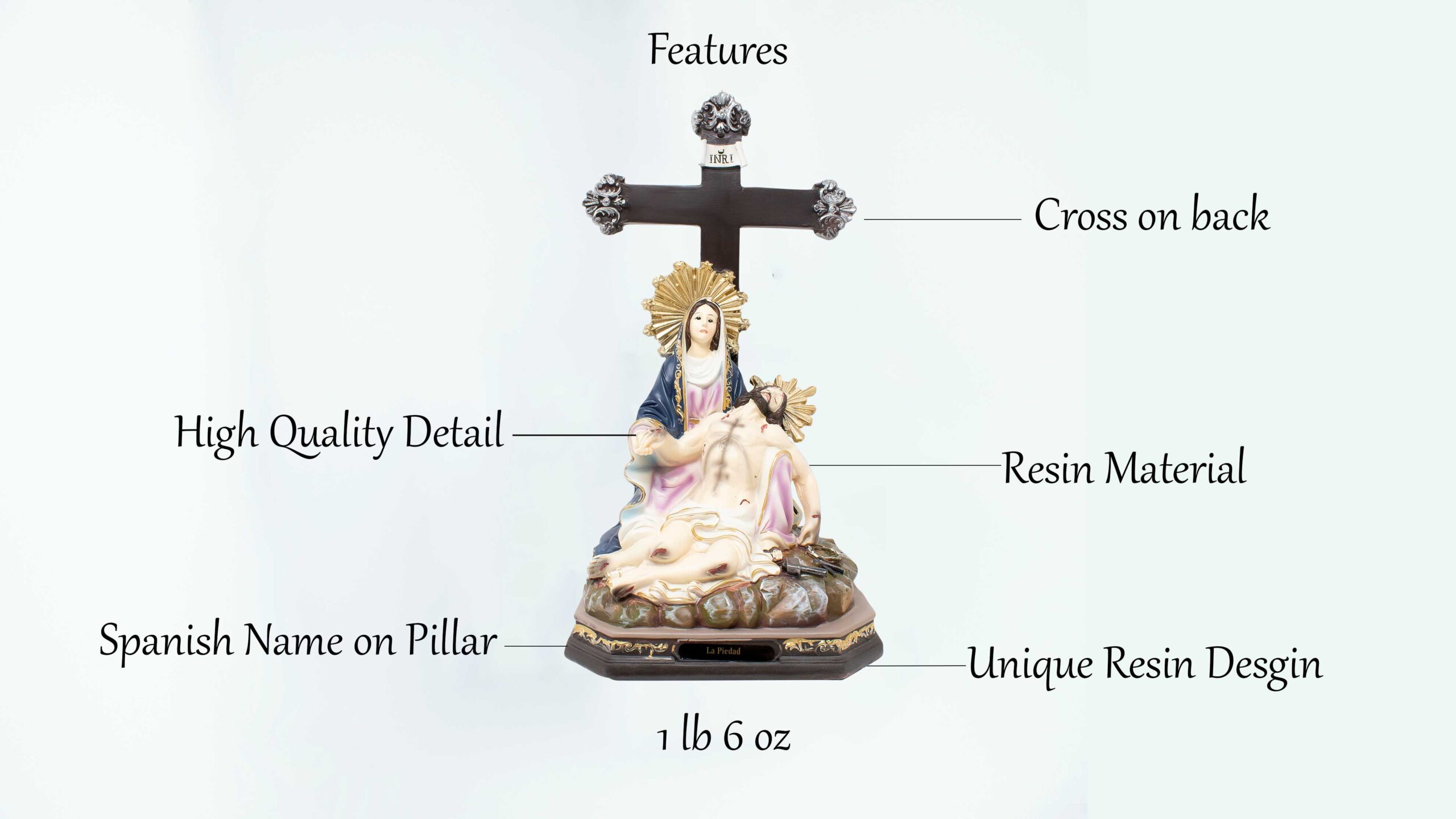 MrcjSales - Piety Resin Statue | La Piedad | Multiple Sizes | Catholic Church Decor, Home Decor, Gifts, Celebrations