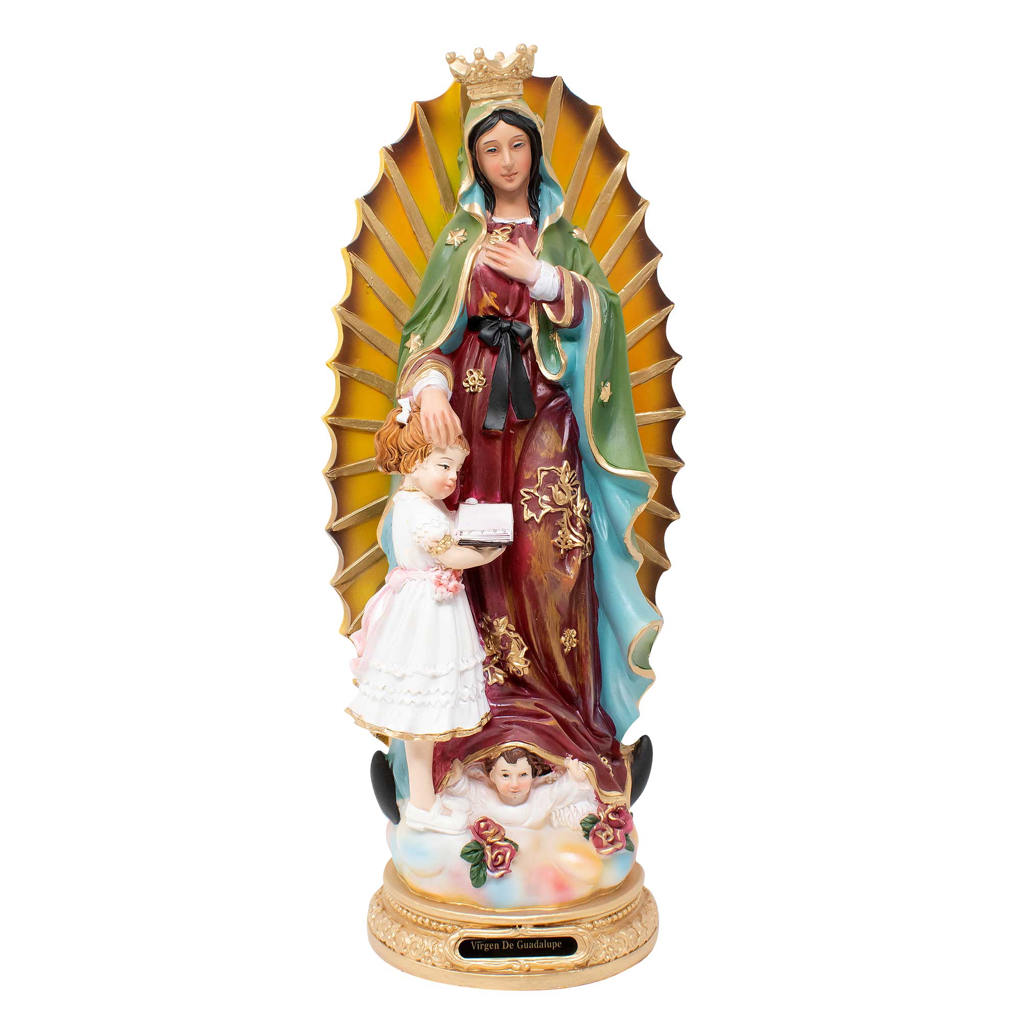 Our Lady of Guadalupe Statue, Virgen de gaudalupe 16, 12 & 8 Inches, Resin, Catholic Church Decor, Gifts, Spiritual Home Ornament | mrcjsales