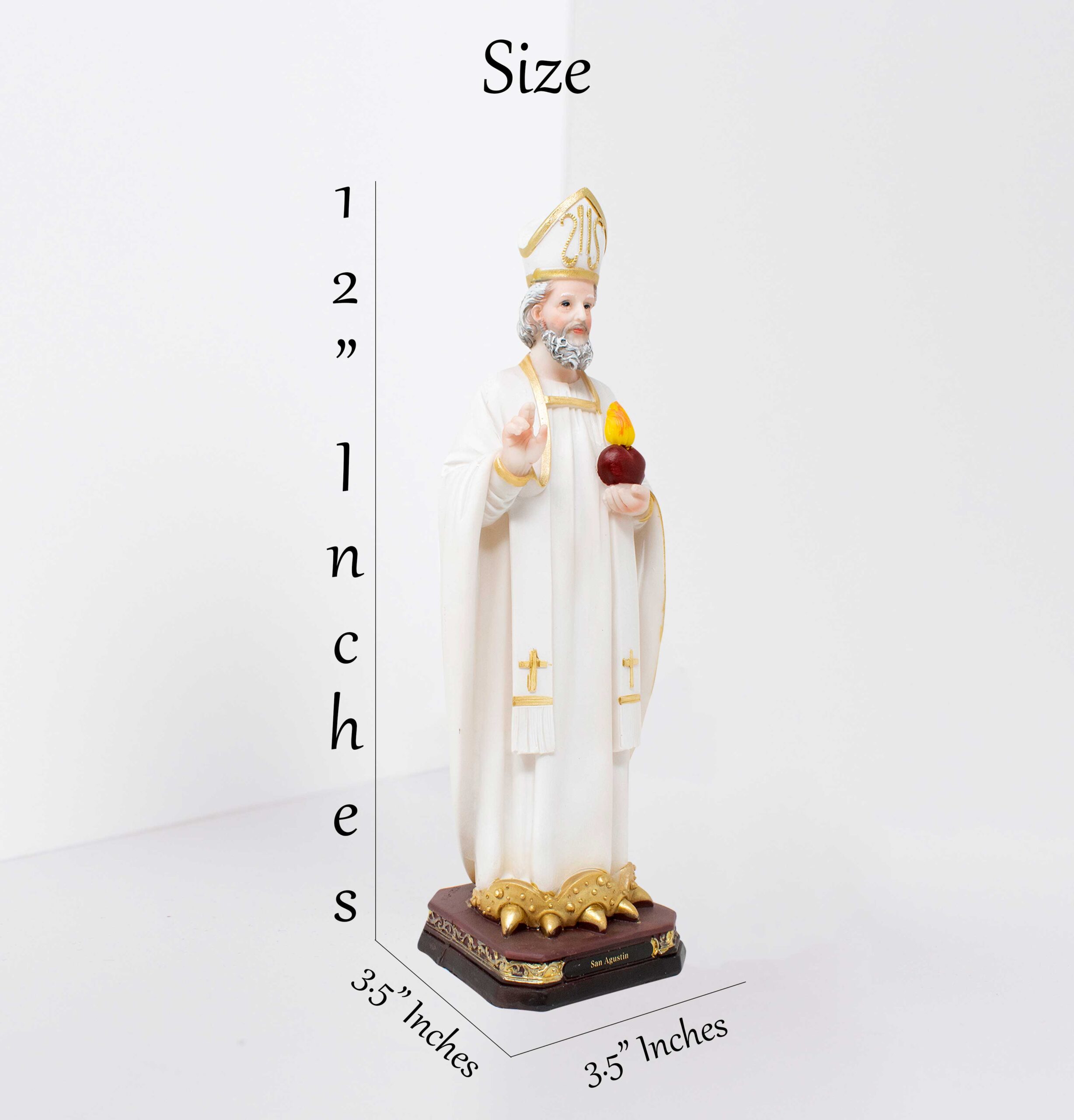 MrcjSales - St. Augustine Resin Statue - Multiple Sizes |Altar, Home Decor | Detailed, Realistic, | Enhance Faith and Beauty