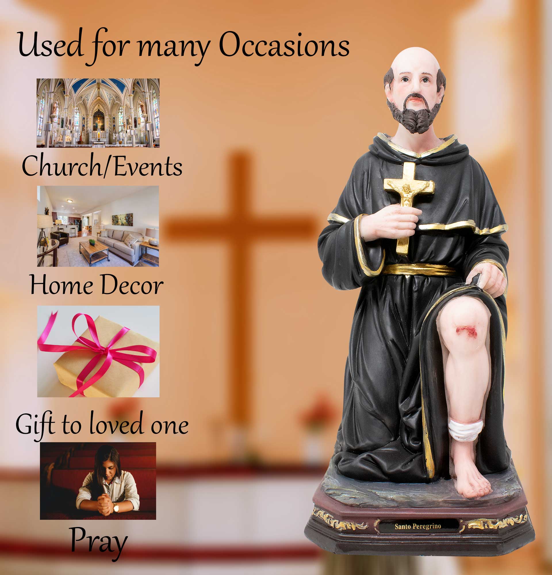 MrcjSales - Holy Pilgrim Resin Statue | Multiple Sizes | Santo Peregrino | Perfect for Church, Home Decor, Gifts