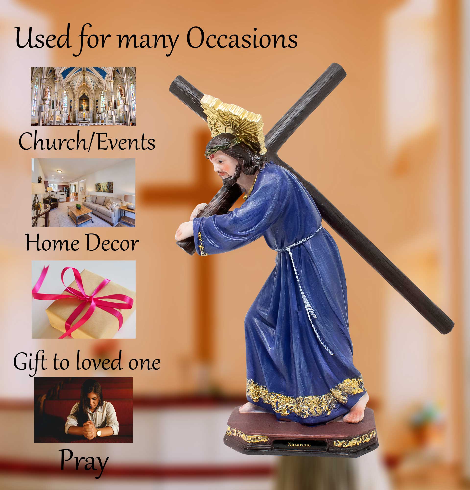 MrcjSales - Nazarene Religious Statue | Multiple Sizes | Detailed Quality | Ideal for Home, Church, Gifts, and Prayer