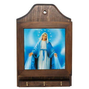 MrcjSales Miraculous Virgin Key/Mail Box Holder - Detailed Image | Wood | Spacious Storage | Hang Anywhere | Ideal Gift | Versatile Home Decor
