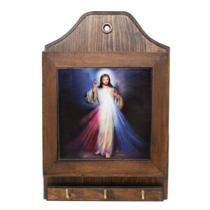MrcjSales Divine Mercy Key/Mail Box Holder | Hang Anywhere | Ideal Gift | Quality Wood | Multiple Compartments