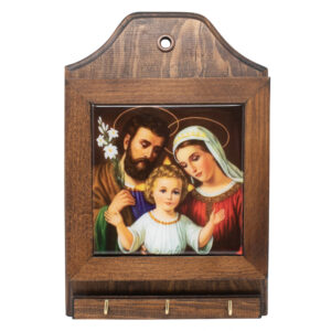 MrcjSales Holy Family Key/Mail Holder | Intricately Designed | Gift of Faith | Hang Anywhere | Quality Wood | Spacious Room | Multiple Occasions