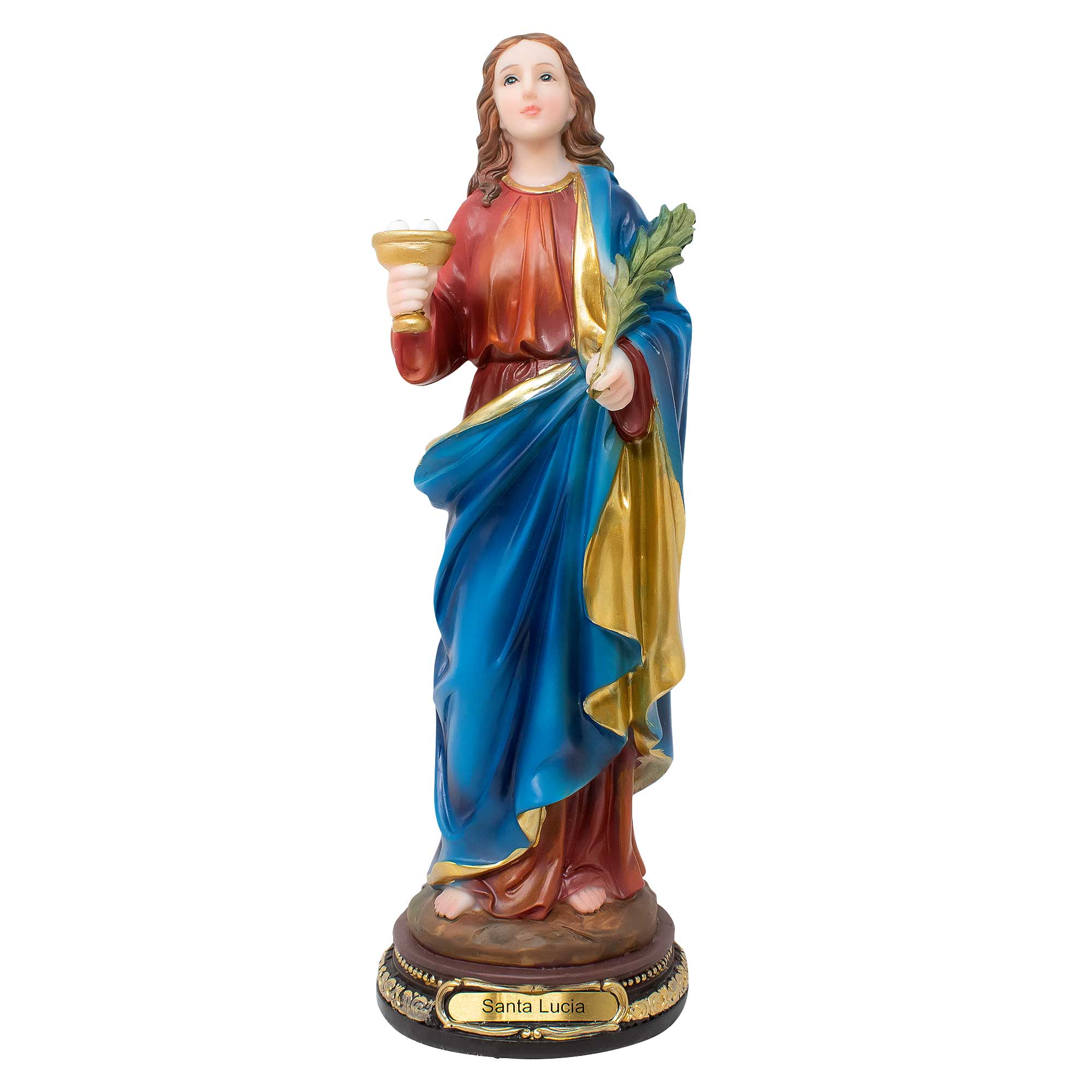 MrcjSales - St. Lucia Resin Statue | Multiple Sizes | Lifelike Quality | Ideal for Church, Home Decor, Gifts, Altars, and Prayers