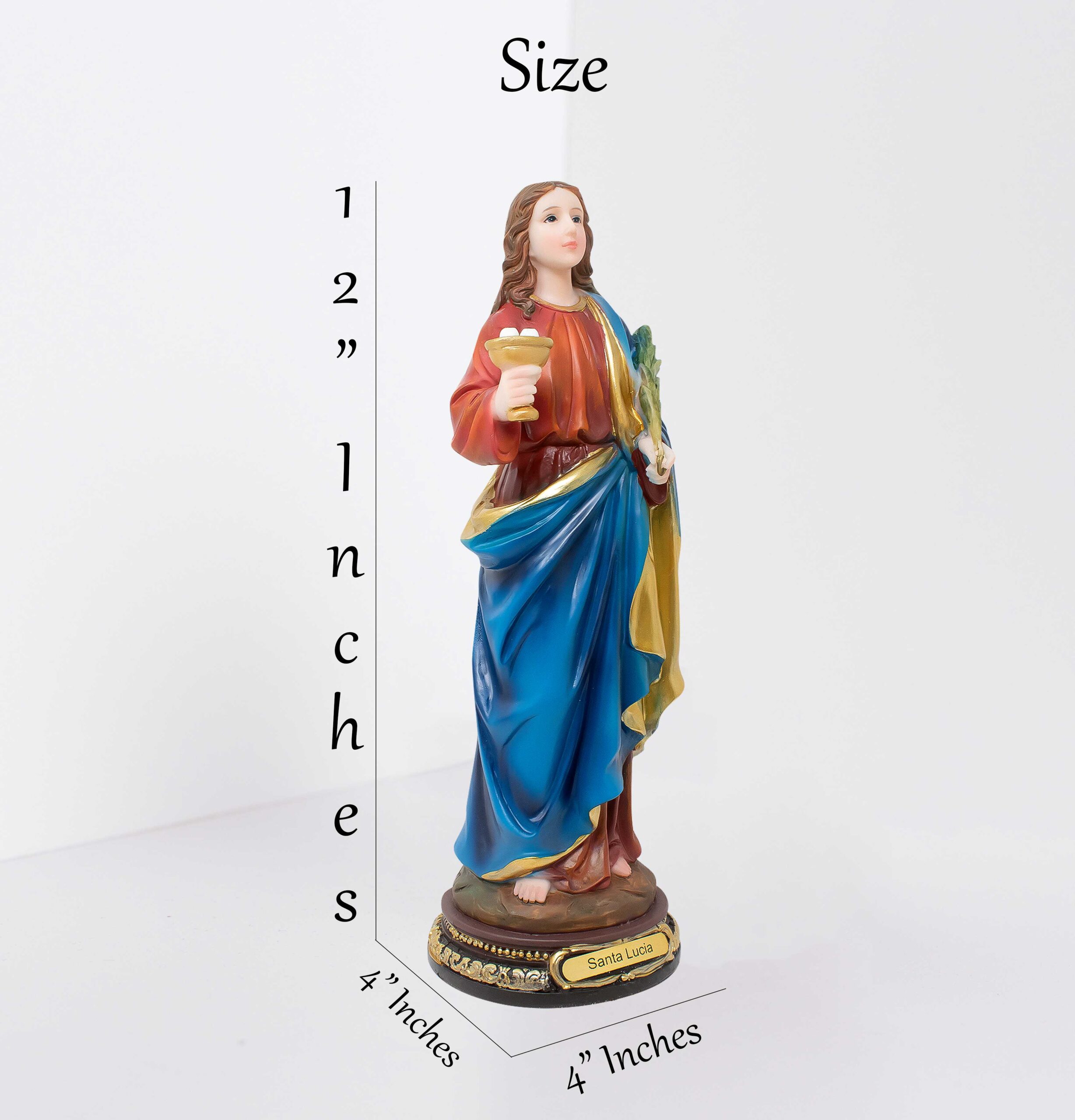 MrcjSales - St. Lucia Resin Statue | Multiple Sizes | Lifelike Quality | Ideal for Church, Home Decor, Gifts, Altars, and Prayers