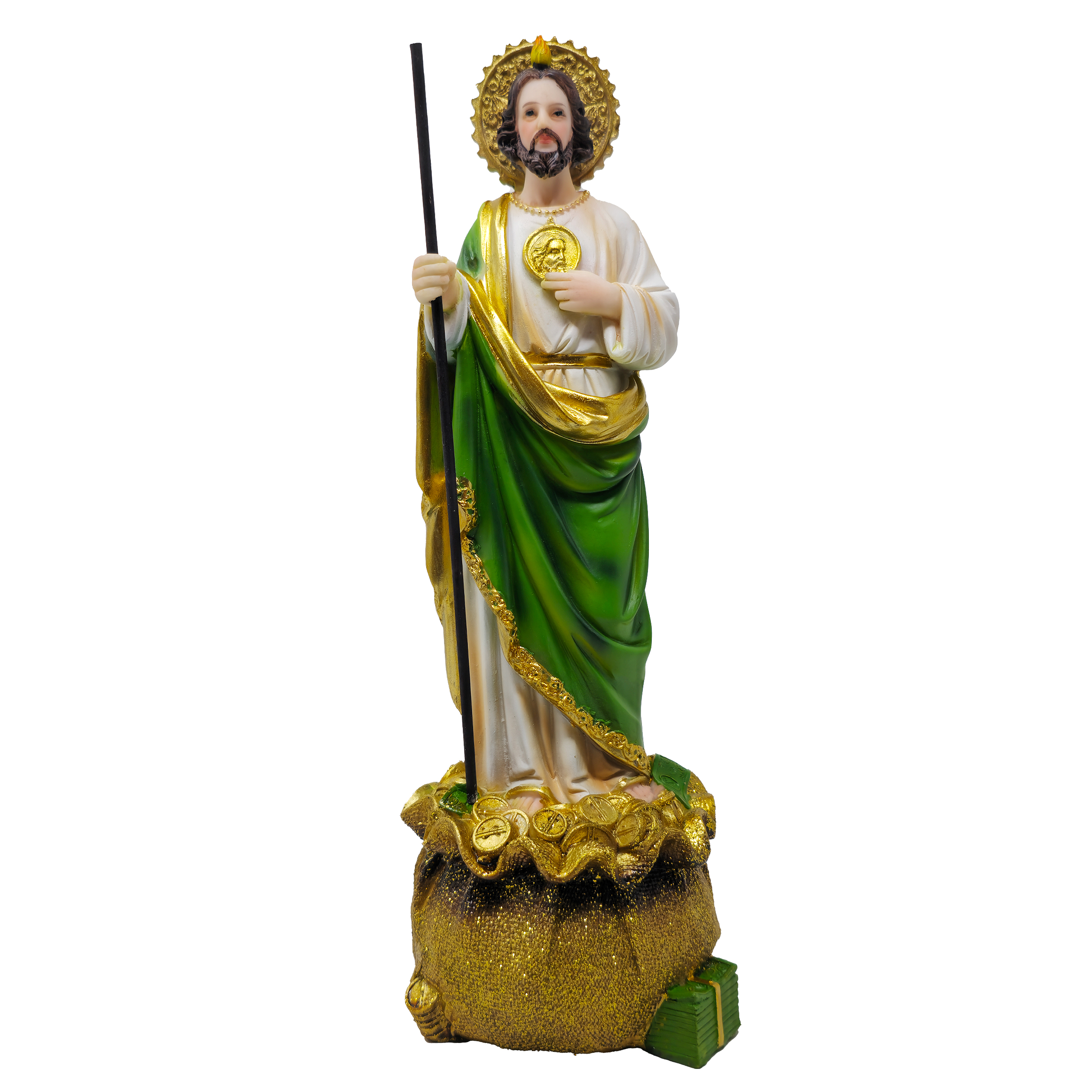 MrcjSales St. Judas Money Statue | Multiple Sizes | Durable Resin | Beautiful Green Color | Ideal for Church, Home Decor, Gifts, and Prayers