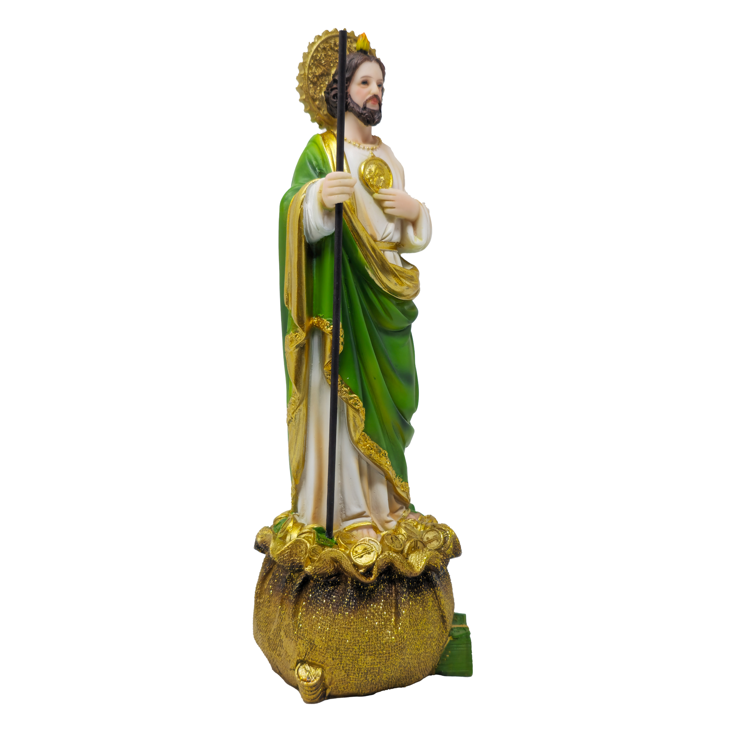 MrcjSales St. Judas Money Statue | Multiple Sizes | Durable Resin | Beautiful Green Color | Ideal for Church, Home Decor, Gifts, and Prayers