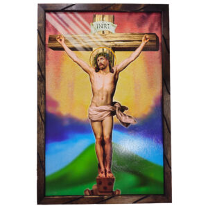 MrcjSales Jesus on Cross - Rustic Frame | Religious Art | Handcrafted in Mexico | Sizes: 24x36, 13x18, 10x12 | Perfect Home Decor | Thoughtful Gift