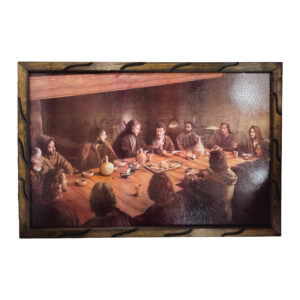 Last Supper Painting Ultima Cena Rustic Frame for Home Decor Church Gift Option Vintage Design Available in 24x36 13x18 10x12 Inches by mrcjsales