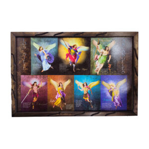 7 Archangels Rustic Frame Ultimos Arcangeles Handcrafted Mexican Art Durable Wood Design Available in 24x36 13x18 10x12 Home Decor Gift by MrcjSales