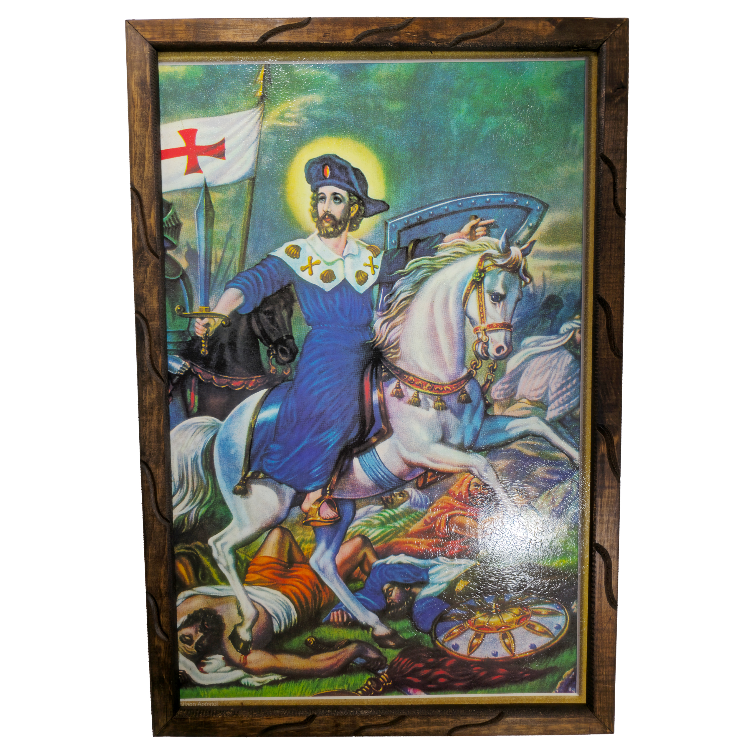 MrcjSales - Saint Santigo - Rustic Frame - Multiple Sizes | Rustic Frame Design | Beautiful Piece of Art | Perfect Size | Handmade in Mexico