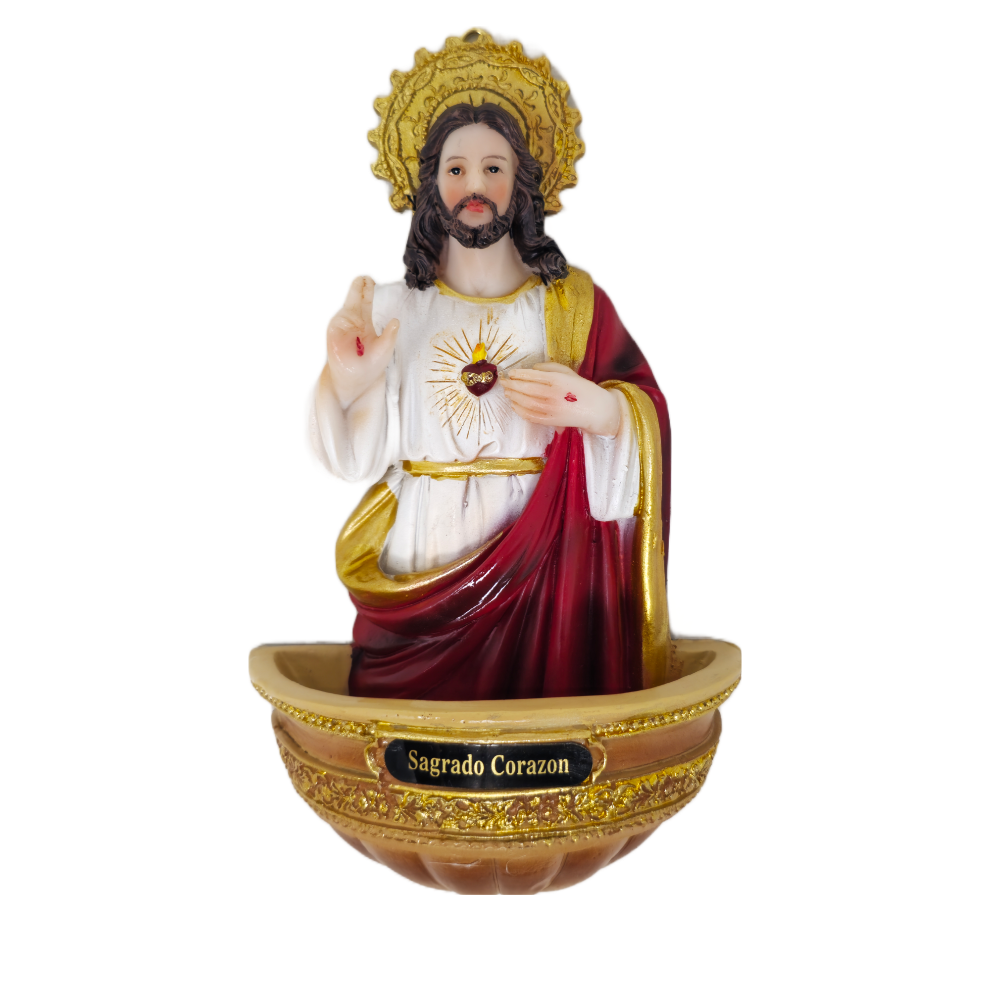 Sacred Heart of Jesus Wall Plaque Holy Water Holder