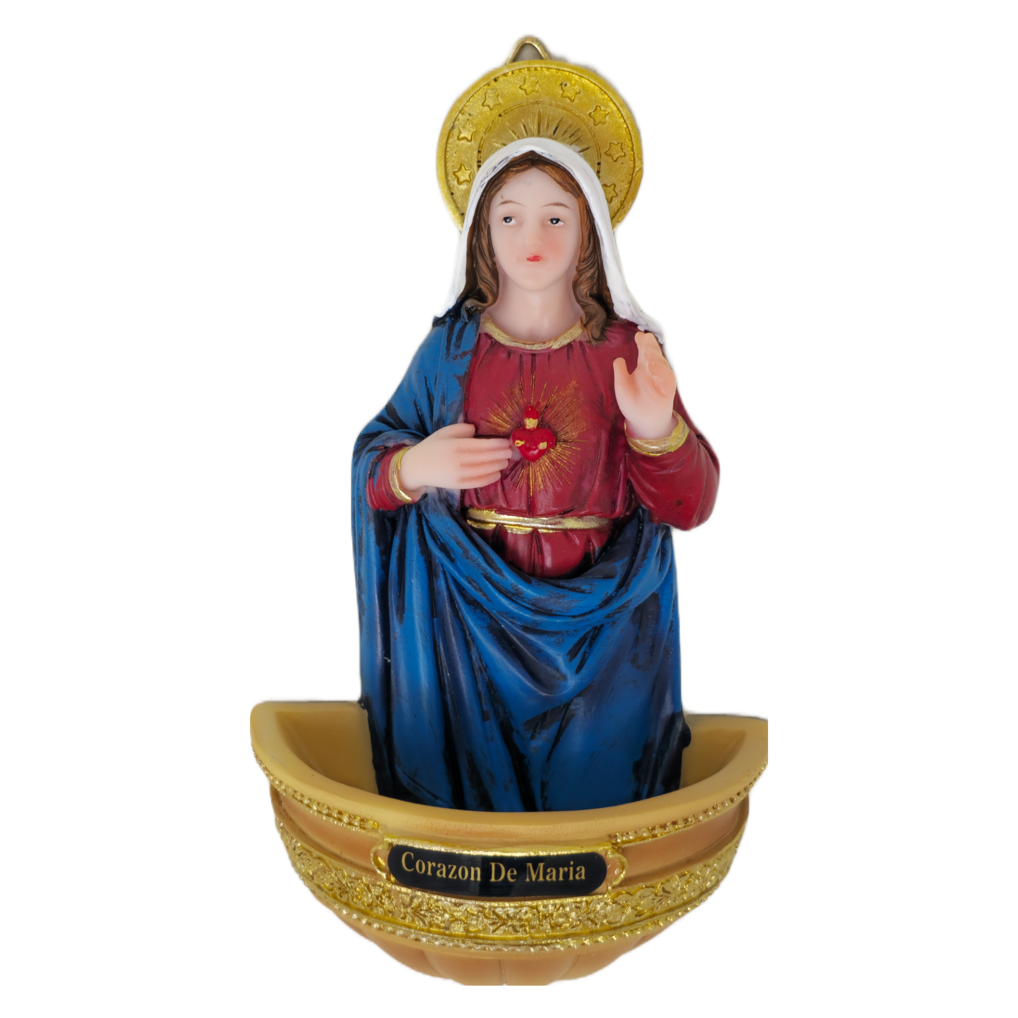 Sacred Heart of Mary Wall Plaque Holy Water Holder