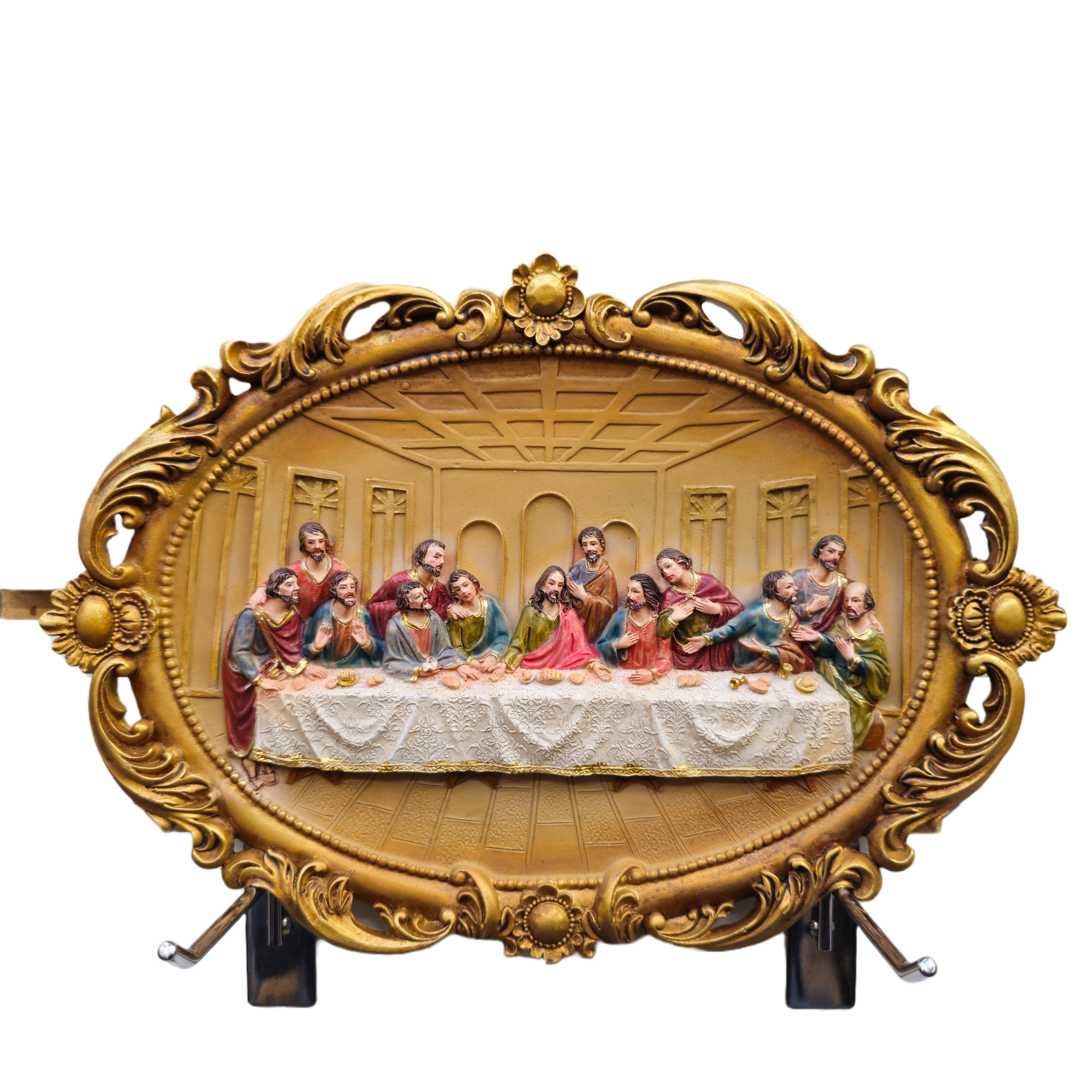 Divine Last Supper Pregamino: Symbolic Religious Home Decor for Hope and Faith - 13 Inch Resin Wall Art"