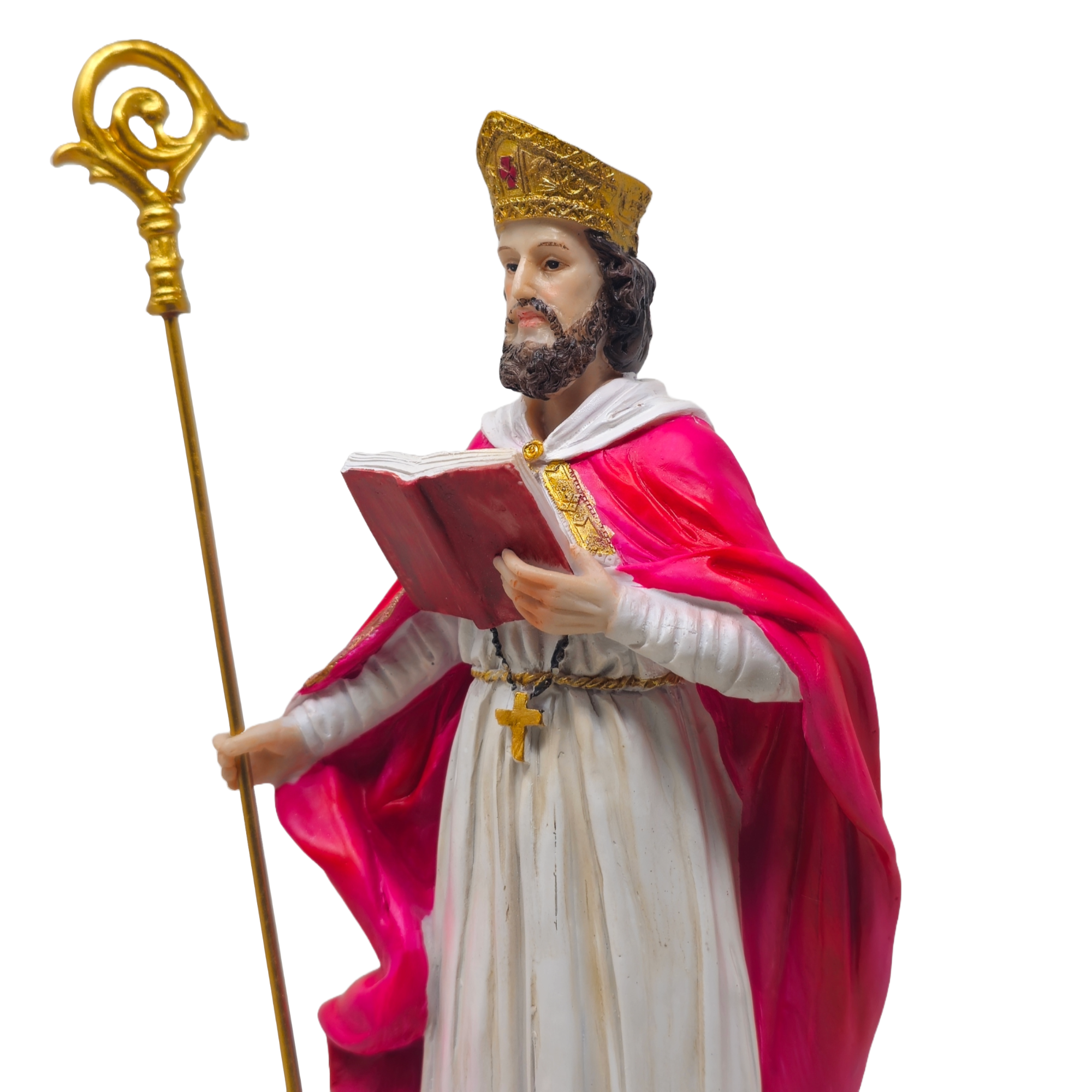 Saint Cyprian 12" Statue (San Cipriano) – Resin Material, Staff, Name Engraved, Catholic Home, Religious Gifts