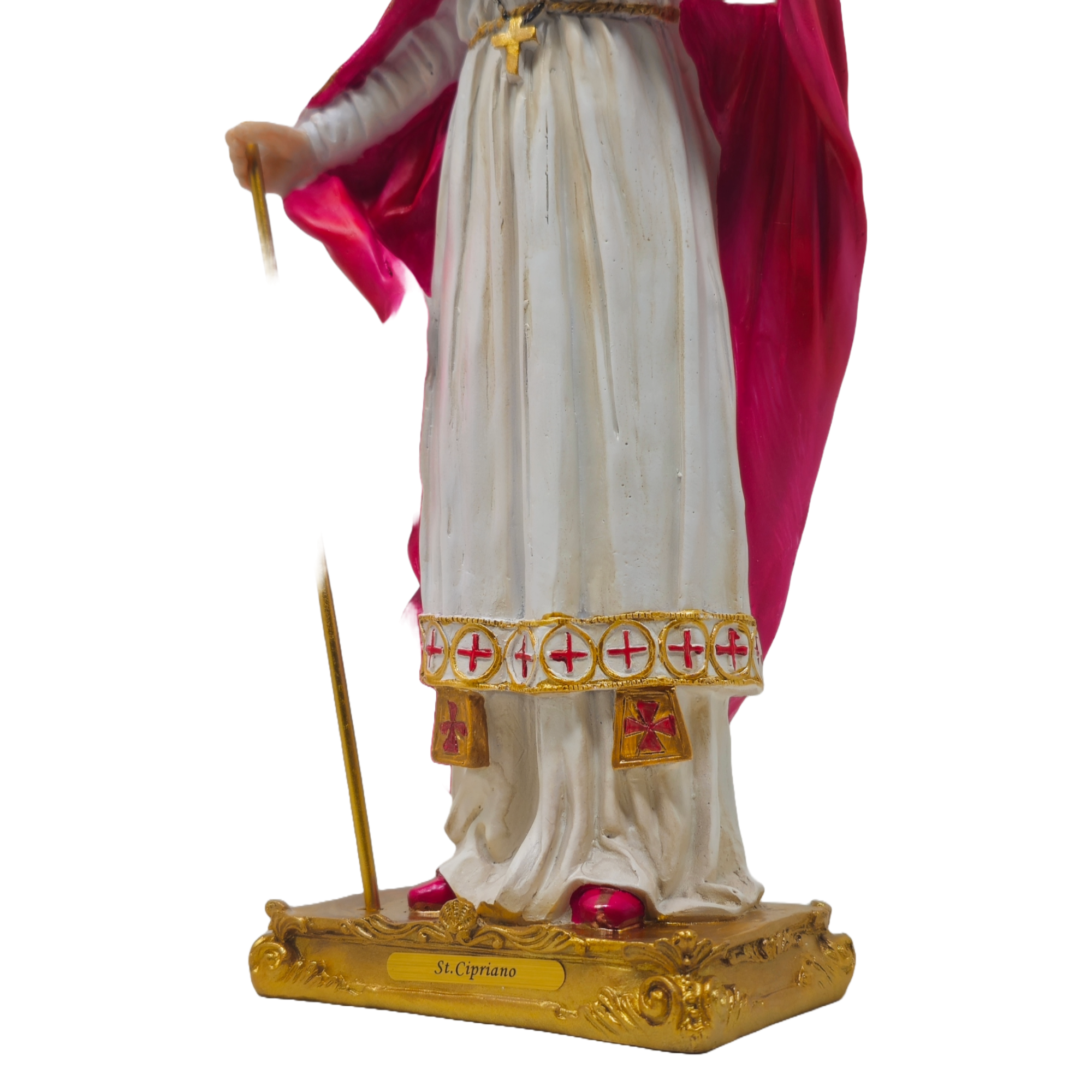 Saint Cyprian 12" Statue (San Cipriano) – Resin Material, Staff, Name Engraved, Catholic Home, Religious Gifts