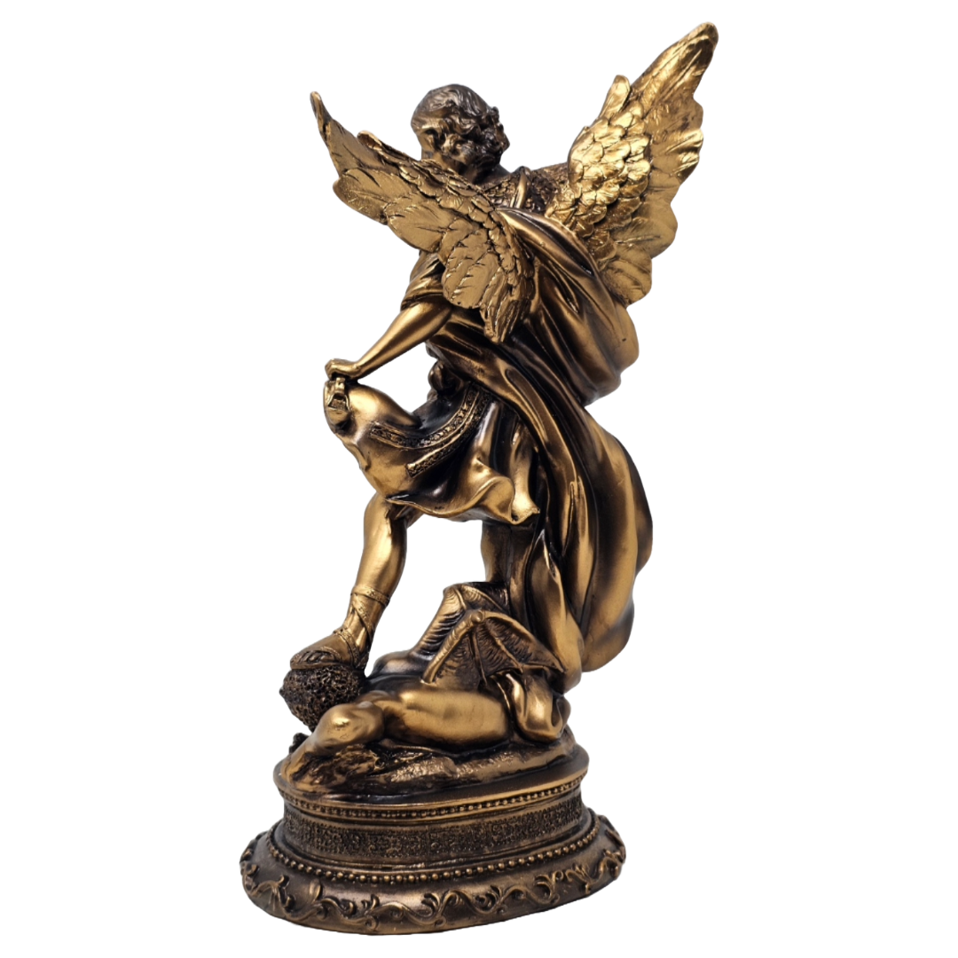 Saint Michael Archangel 12" Statue (San Miguel Arcángel) – Bronze Resin Design, Detailed Depiction, Leader of Angels, Protection,