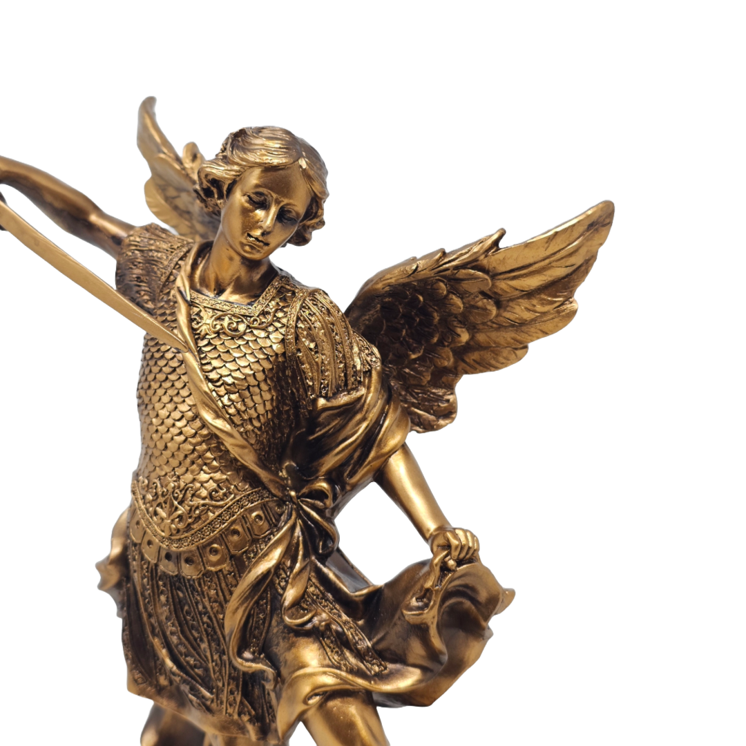 Saint Michael Archangel 12" Statue (San Miguel Arcángel) – Bronze Resin Design, Detailed Depiction, Leader of Angels, Protection,