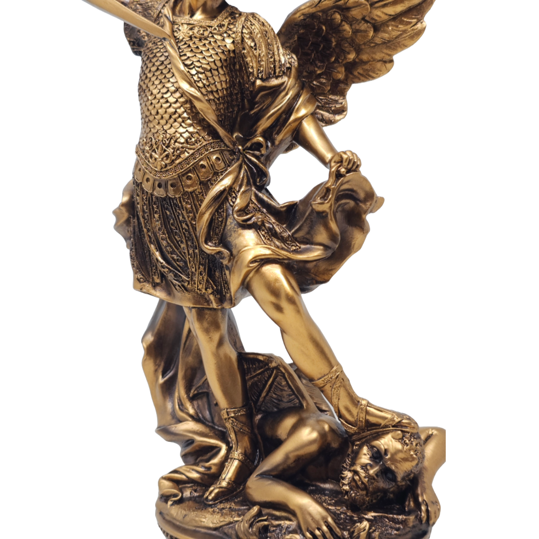 Saint Michael Archangel 12" Statue (San Miguel Arcángel) – Bronze Resin Design, Detailed Depiction, Leader of Angels, Protection,