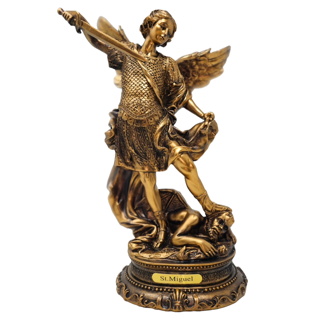 Saint Michael Archangel 12" Statue (San Miguel Arcángel) – Bronze Resin Design, Detailed Depiction, Leader of Angels, Protection,