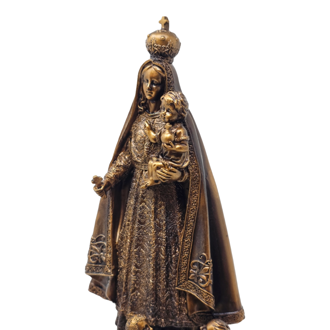 Lady of Charity 12" Statue (Caridad de Cobre) – Bronze Design, Detailed with Three Men on a Boat, Catholic