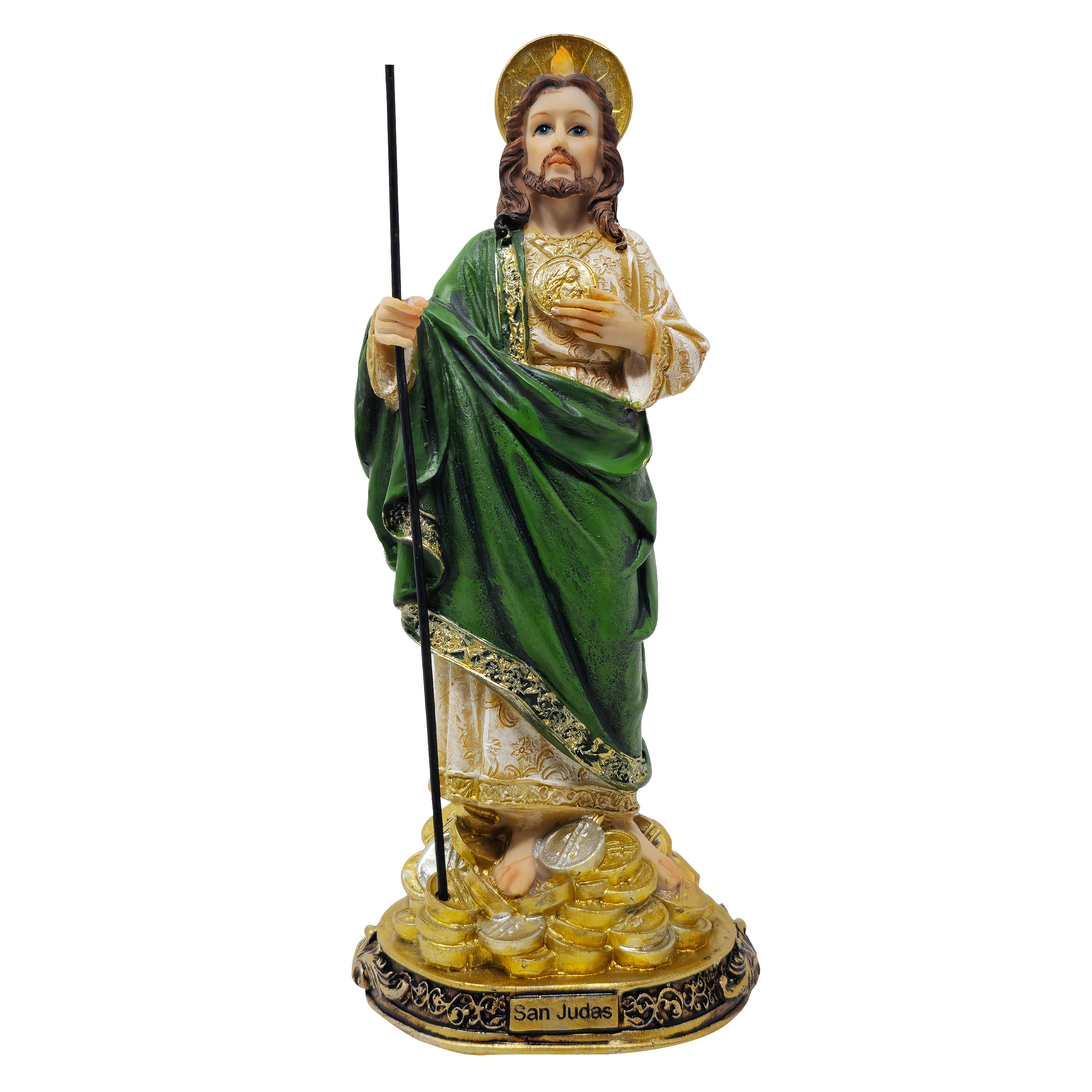 San Judas Religious Statue - Saint jude – 8 Inches with Coins