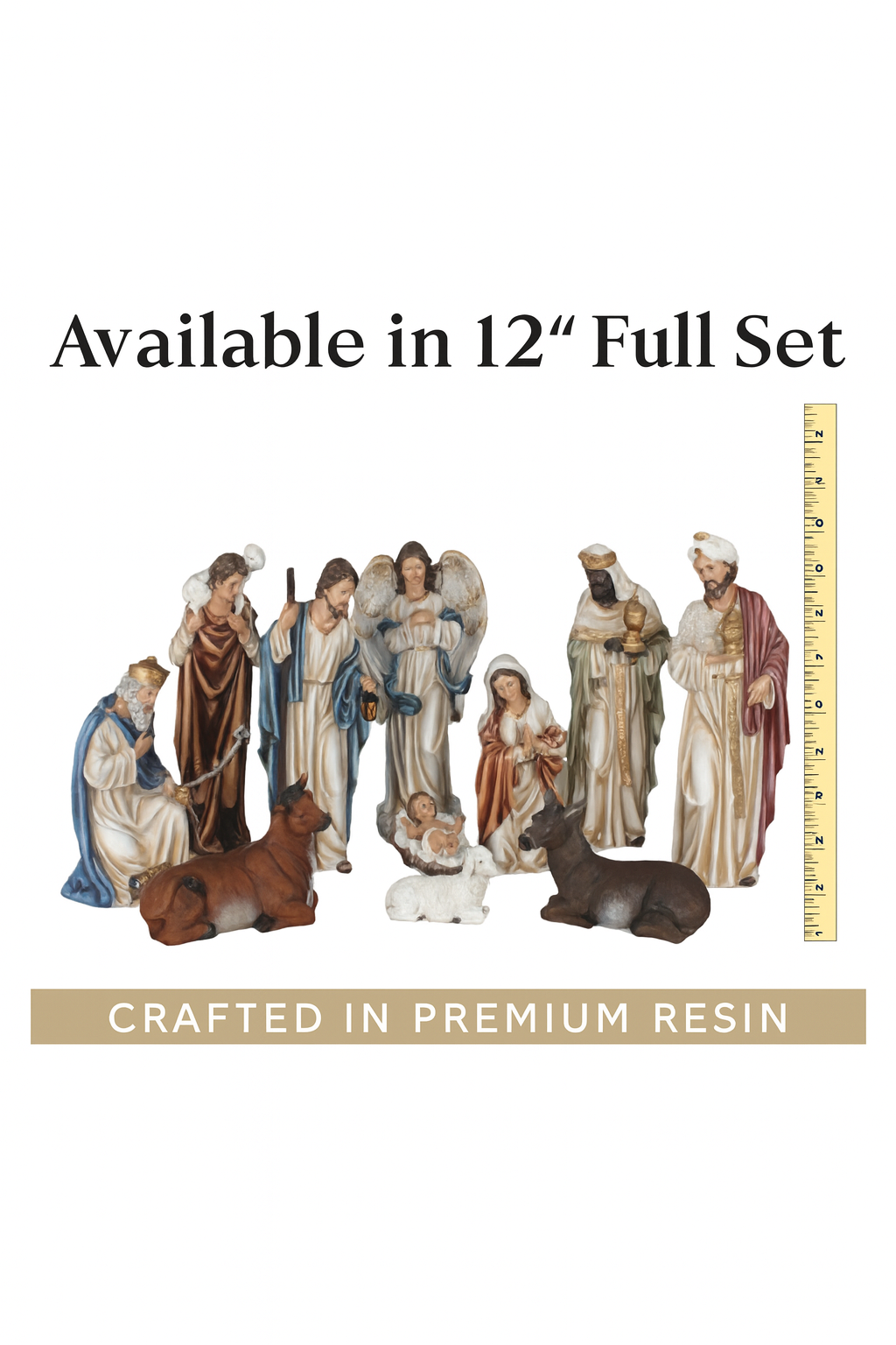 Nativity Set / Nacimiento de Navidad – Complete 12-Piece Christmas Resin Figurines – 12" Catholic Religious Set for Home, Church & Holiday Décor