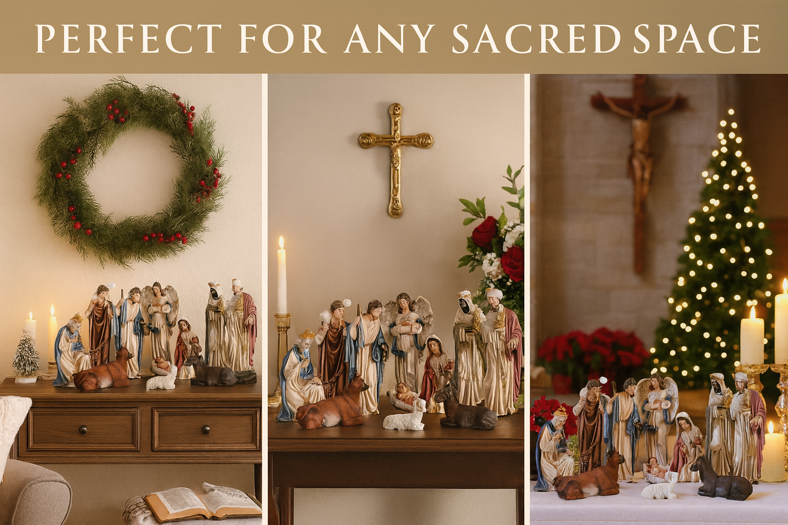 Nativity Set / Nacimiento de Navidad – Complete 12-Piece Christmas Resin Figurines – 12" Catholic Religious Set for Home, Church & Holiday Décor