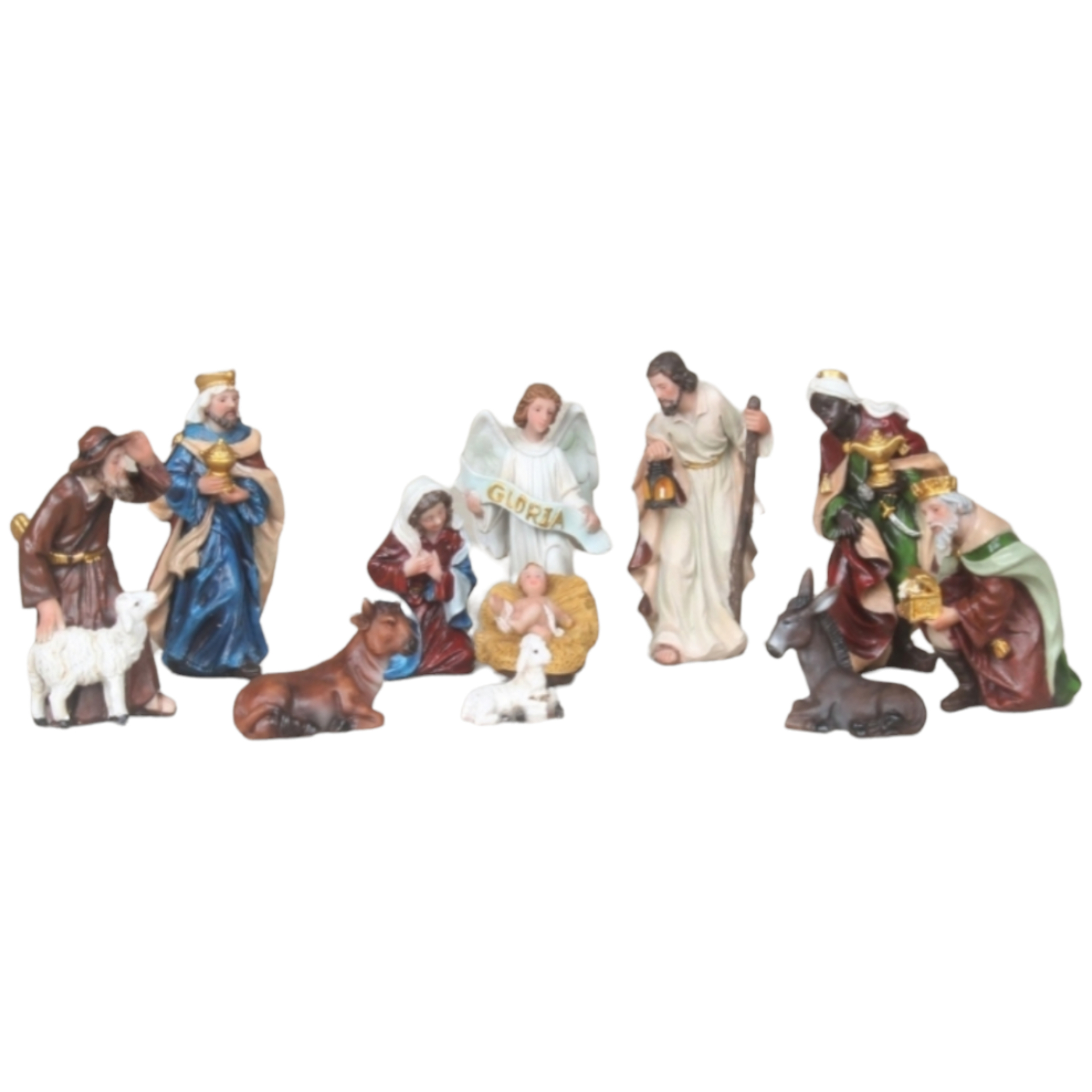 Set de Nacimiento – 12-Piece Resin Nativity Set, 3-Inch Compact Christmas Display with Holy Family, Wise Men, and Animals