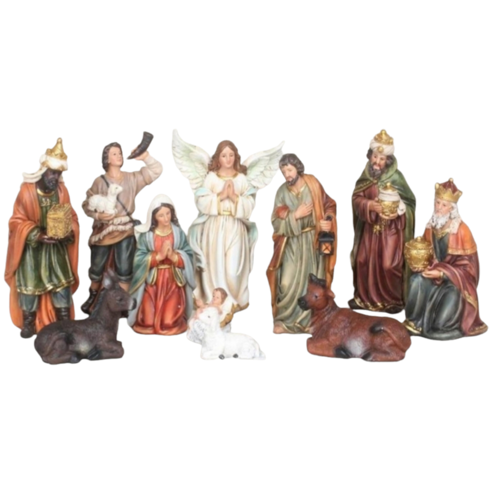 8-Inch Hand-Painted Nativity Set | Resin Figurines | Complete 8-Piece Christmas Decoration