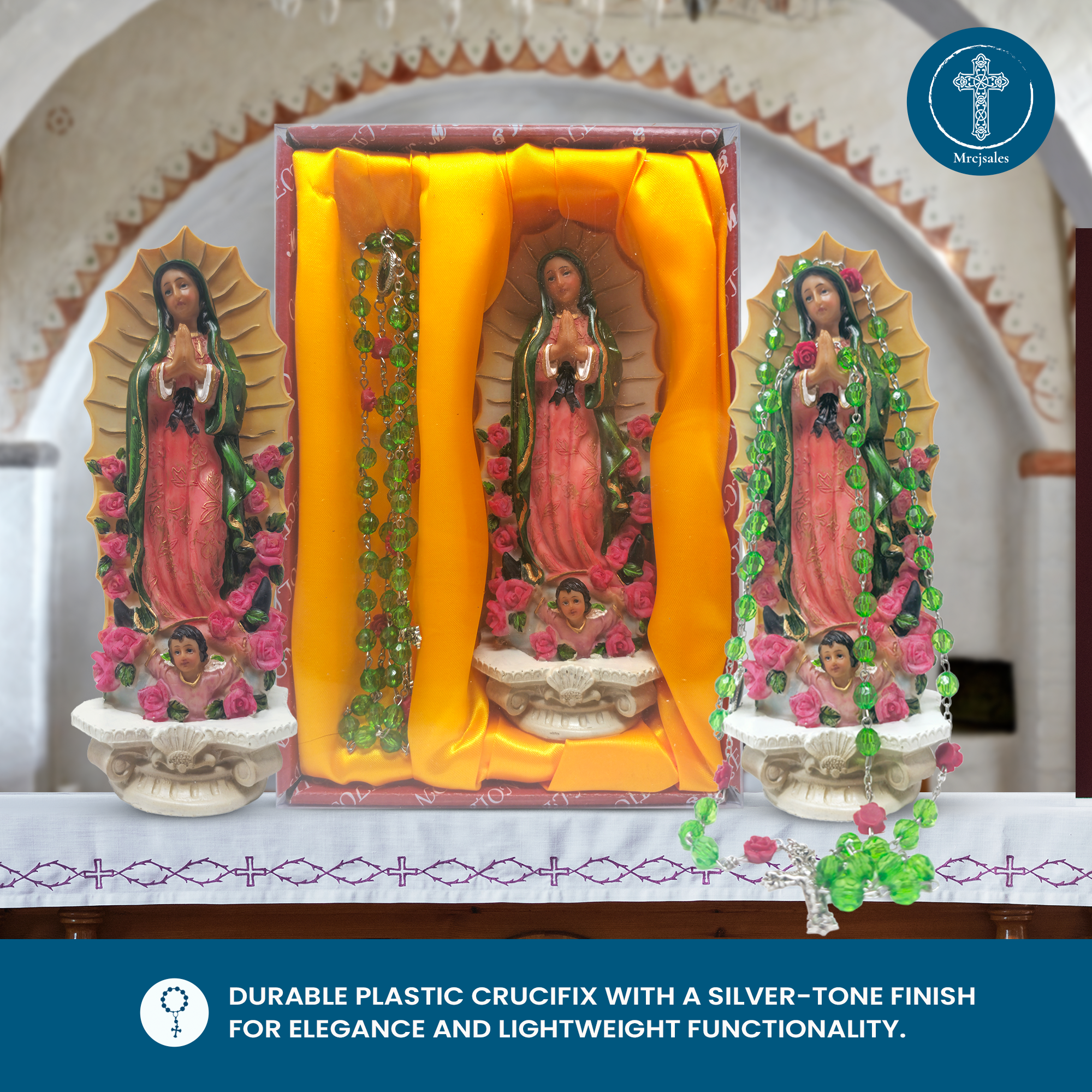 Lady of Guadalupe Statue – Virgen de guadalupe 8-Inch Religious Figurine – Durable Resin for Home Altar, Prayer Space, or Gift