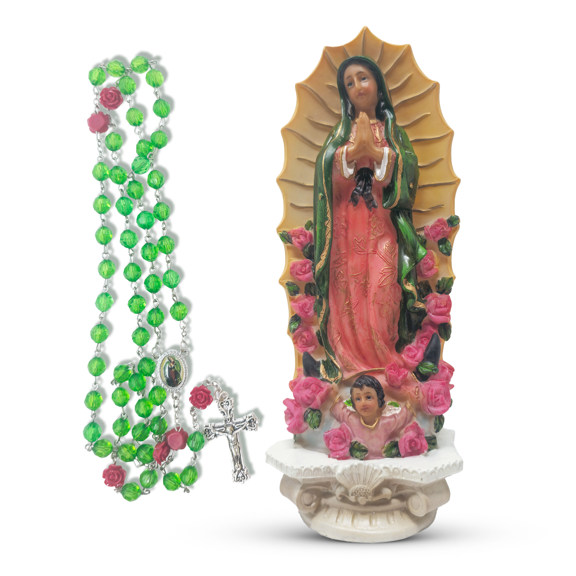 Lady of Guadalupe Statue – Virgen de guadalupe 8-Inch Religious Figurine – Durable Resin for Home Altar, Prayer Space, or Gift