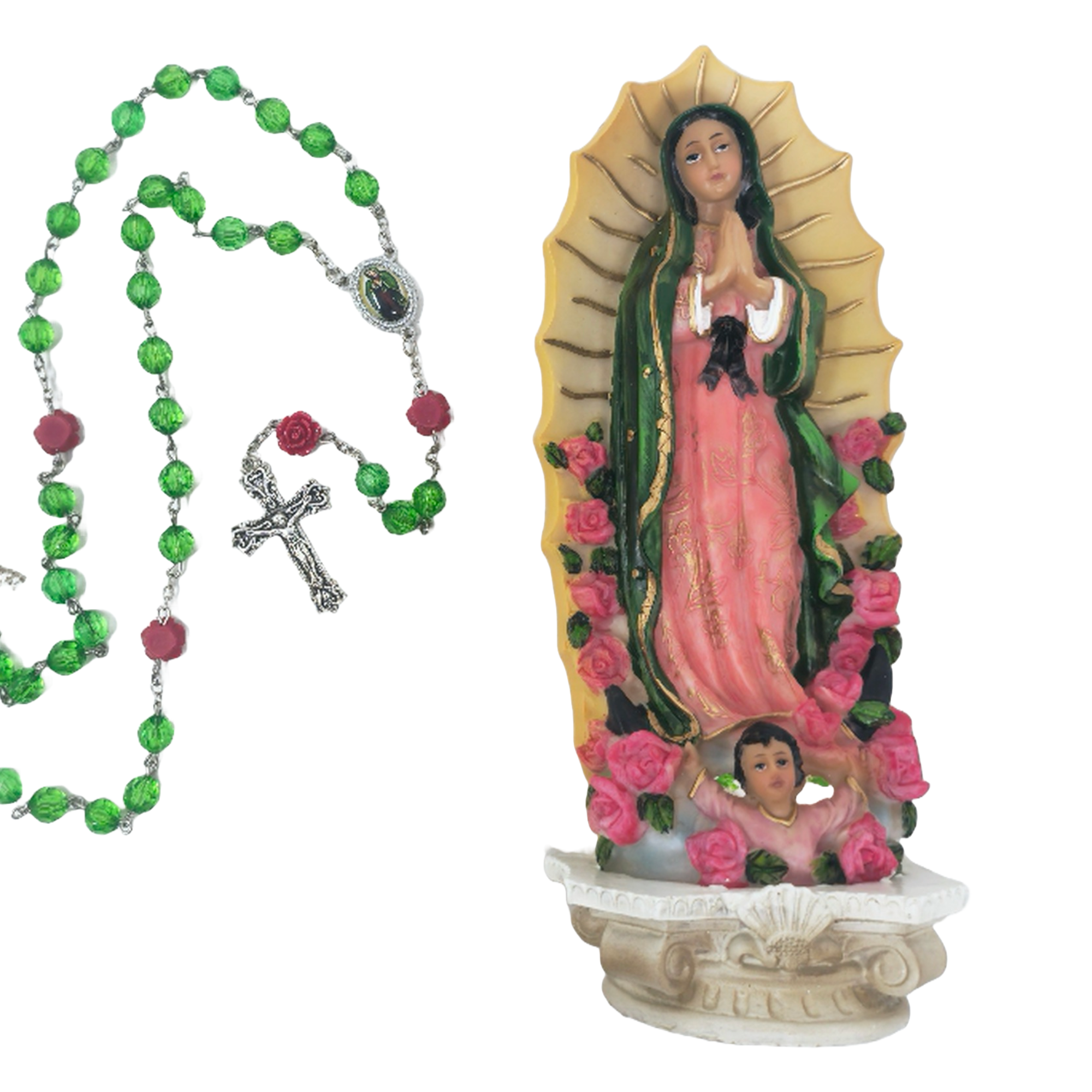 Lady of Guadalupe Statue – Virgen de guadalupe 8-Inch Religious Figurine – Durable Resin for Home Altar, Prayer Space, or Gift