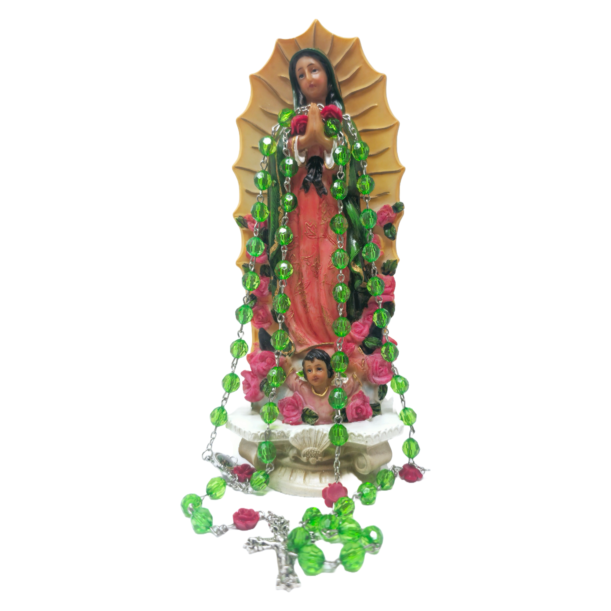 Lady of Guadalupe Statue – Virgen de guadalupe 8-Inch Religious Figurine – Durable Resin for Home Altar, Prayer Space, or Gift