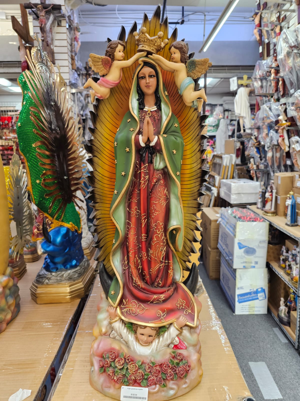 36-Inch Lady of Guadalupe Statue - Exquisite Virgen de Guadalupe Figurine for Devotional Spaces