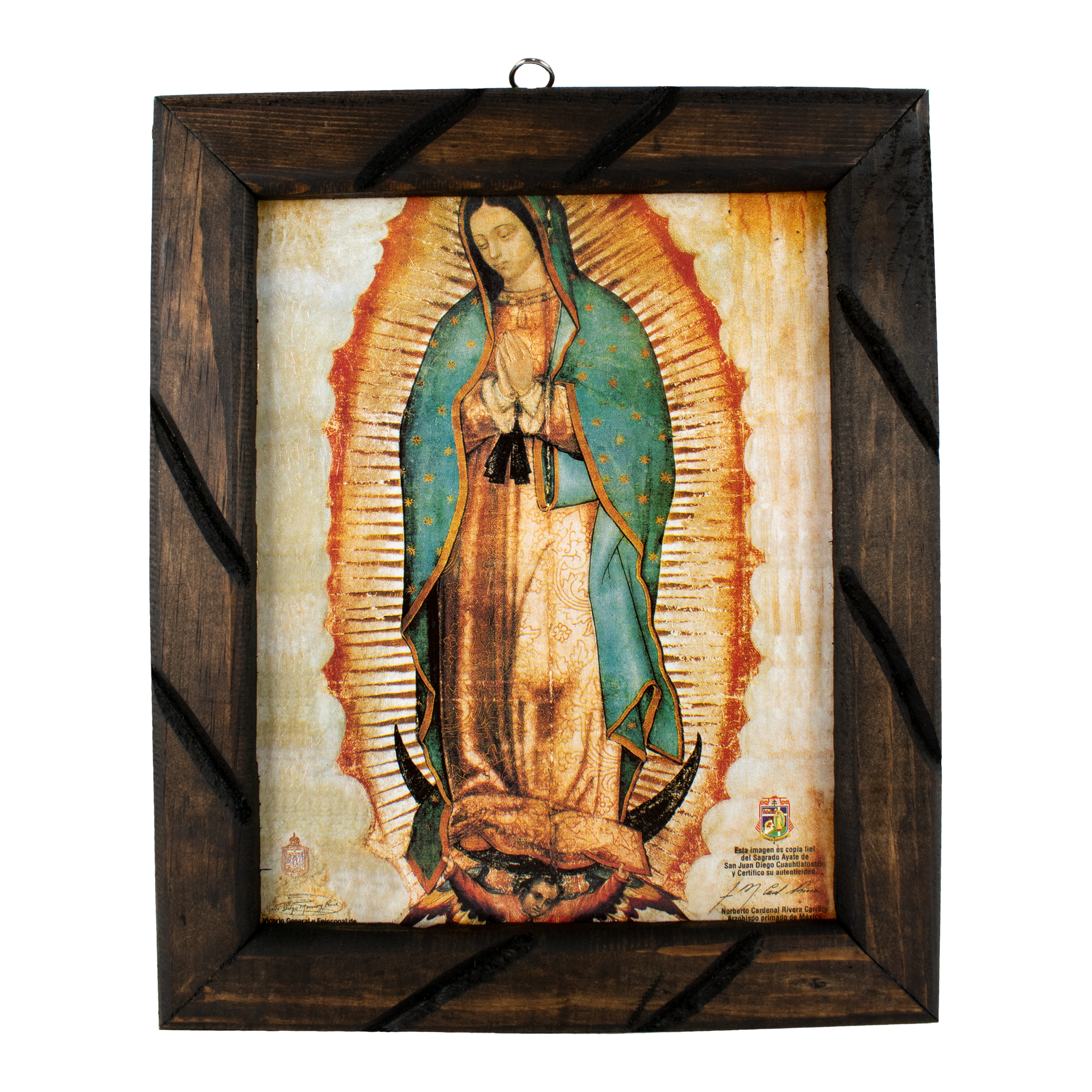 Our Lady of Guadalupe Rustic Frame, Virgen De Guadalupe Cuadro Rustico,virgen Maria 12"x10" Inches