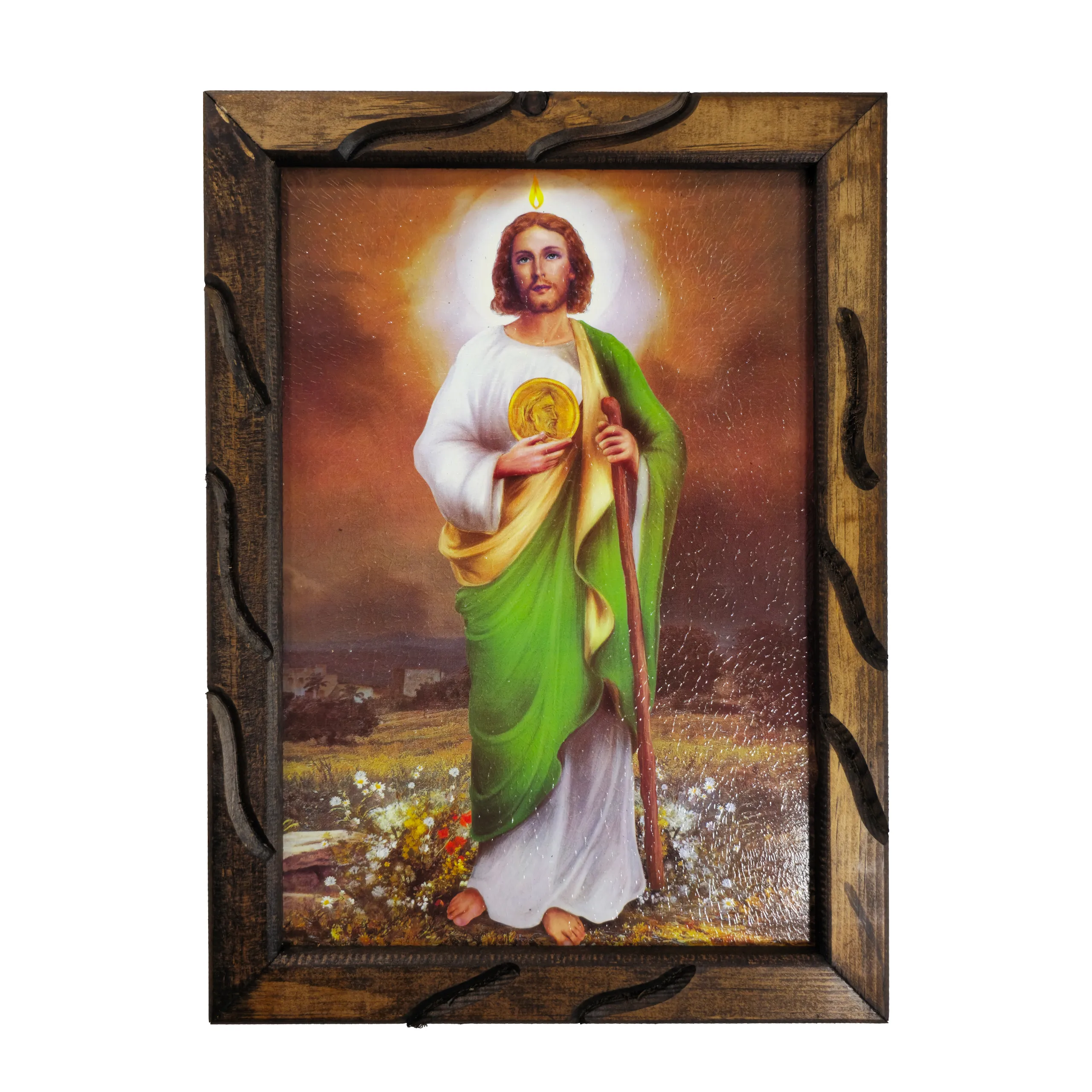 Saint Judas Essence - Rustic Frame cuadro rustico 18x13 inhces