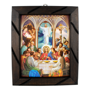Sacred Last Supper – Rustic Frame, 12x10