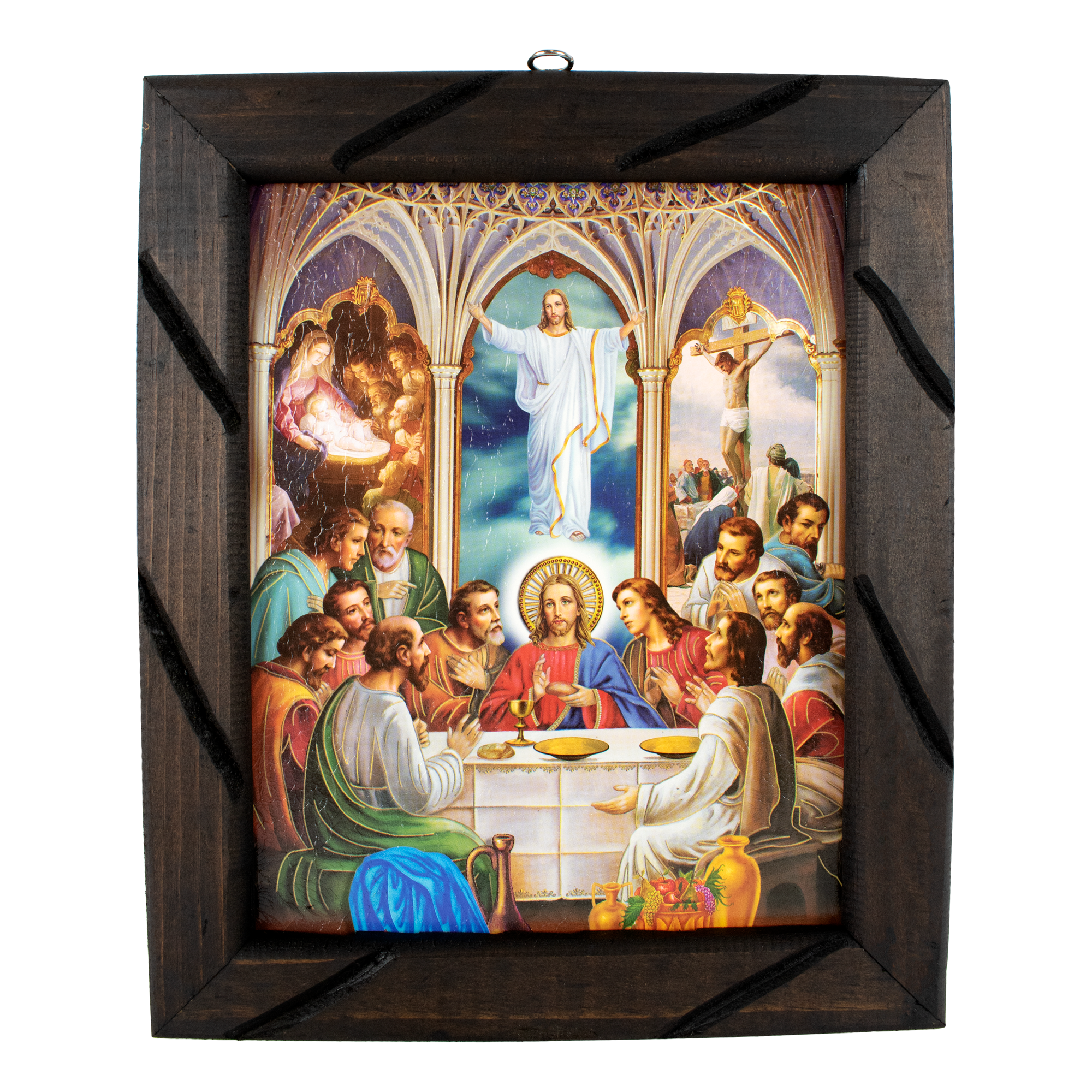 Sacred Last Supper – Rustic Frame, 12x10