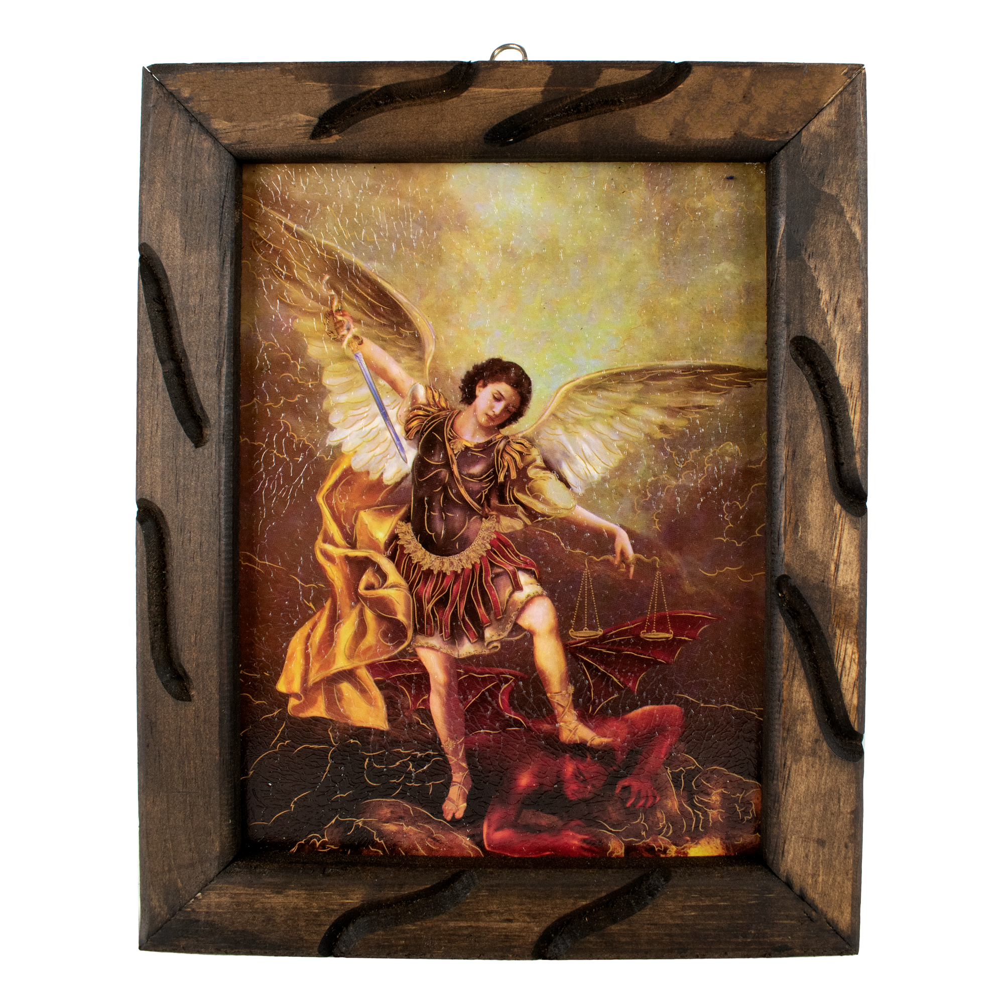 St. Michael Essence - Rustic Frame, cuadro rustico 18x13 inches