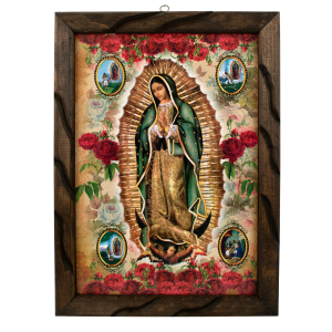 Lady of Guadalupe – Rustic Frame virgen de guadalupe cuadro rustico 18x13 inches