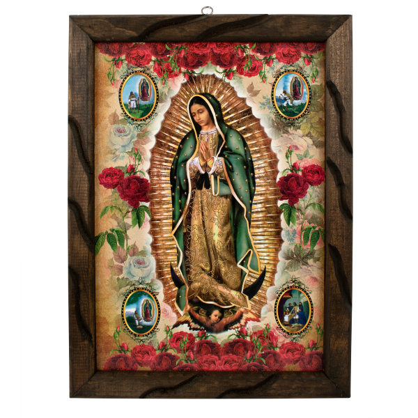 Lady of Guadalupe – Rustic Frame virgen de guadalupe cuadro rustico 18x13 inches